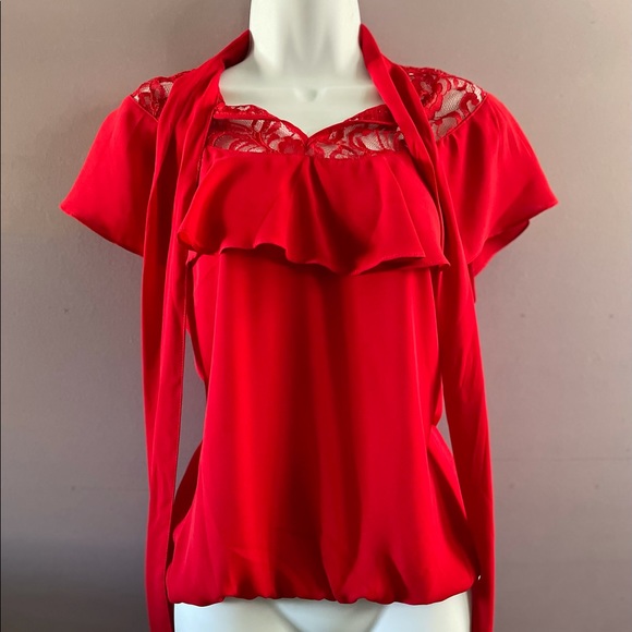 Red Lace Blouse - Picture 2 of 4
